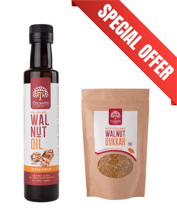 Trickett's Grove Walnut Moroccan Dukkah 90g & Walnut Oil 250ml Combo