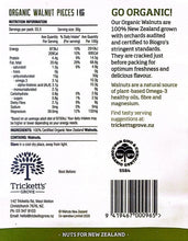 Load image into Gallery viewer, Trickett&#39;s Grove Organic Walnut Pieces 1kg Back Label Nutrition Information