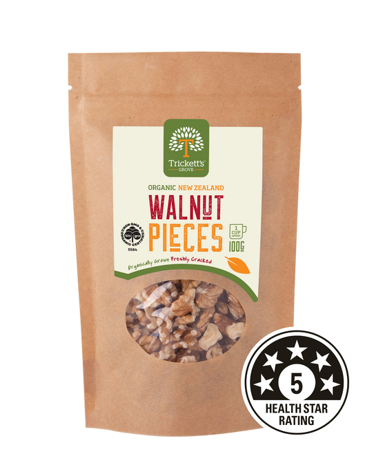 Trickett's Grove Organic Walnut Pieces 100g in premium packaging
