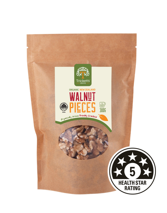 Trickett's Grove Organic Walnut Pieces 300g - NZ Grown - BioGro Certified