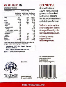 Trickett's Grove Walnut Pieces 1kg Back Label Nutrition Information